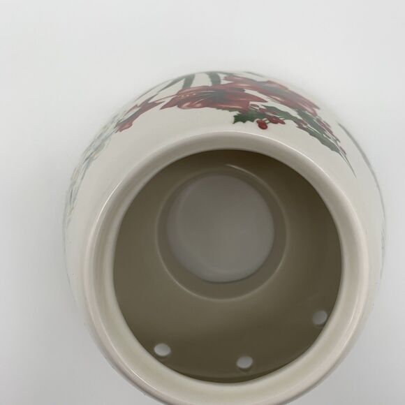 Candle Jar Ceramic Shade Topper Holly Berries Amaryllis Daphodils Winter Holiday - Picture 6 of 8